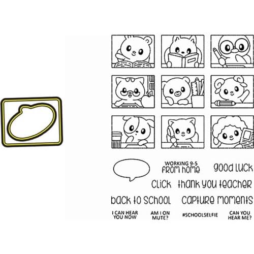 Clear Stamps And Cutting Dies Animals Cute Back To School From Home For DIY Scrapbook Photo Album Craft Card 2021 New