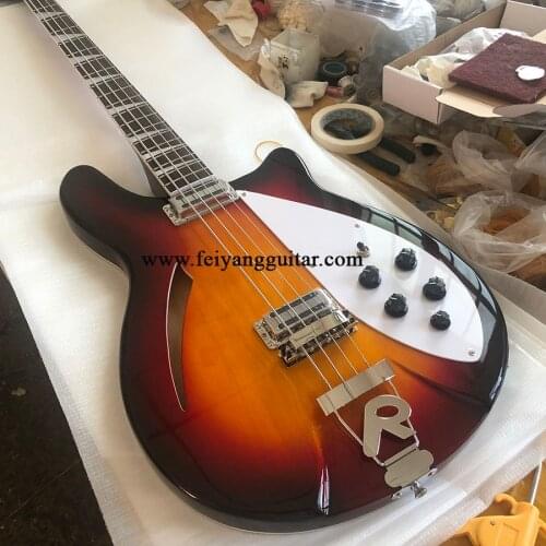 Factory direct sales 4005 electric bass, half-empty bass, sun-colored paint, with F hole, rose wood fingerboard, postage