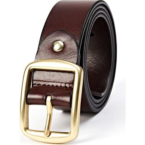 Fashion Mens Belt Top Natural Cowhide Genuine Leather Sturdy Buckle Men Vintage Belt Suitable for Jeans Casual Pants Cummerbund