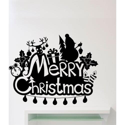 Merry Christmas Wall Sticker Christmas Tree Gift Deer Santa Vinyl Decal Home Nursery Interior Decor Waterproof High SD-009