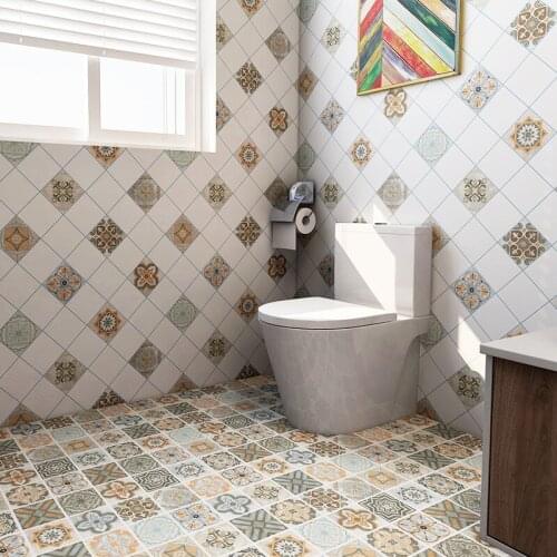 Floor Stickers Self-Adhesive Bathroom Waterproof Non-Slip Balcony Bathroom Kitchen Floor Stickers Toilet Tile Stickers Thick And