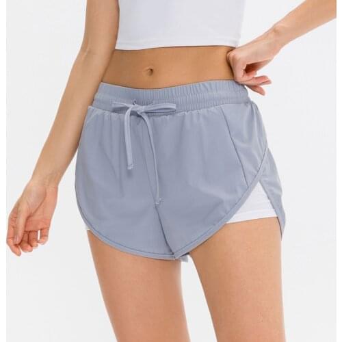 Fake Two Piece Sports Shorts Women Loose Tennis Shorts Quick-Drying Running Fitness Shorts Female Yoga Shorts
