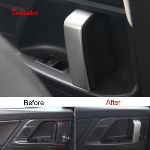Tonlinker Interior Door Armrest handle Cover case sticker for Volkswagen Sharan 2014-19 Car Styling 2PCS Stainless steel sticker