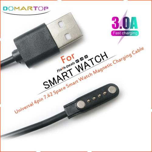 Universal Smart Watch Magnetic Charging Cable 4pin 7.62 Space USB 2.0 Male to 4 Pin Magnetic Charger Cord Y95 KW18 KW88 KW98 DM