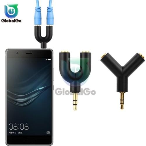 U Type 2 in 1 Mobile Phone Audio Adapter Dual 3.5mm Adapter Connector Plug for Huawei Microphone USB Splitter Adapter