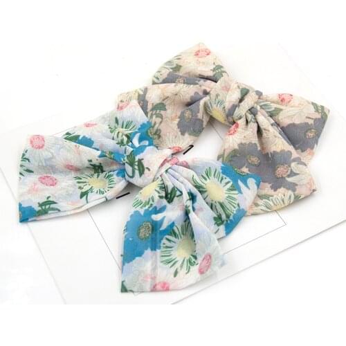 Furling Girl 1PC Daisy Print Bow Hairpin Women Hair Clips Floral Barrettes Accessories Ornaments Headdress
