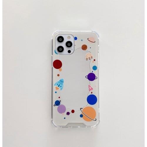 Back Mirror Planet Pattern Case for iPhone 12 Pro Max Back Phone Cover for 12 Mini 11Pro Max X XS XR 8 7 Plus SE 2020 Capa