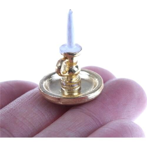 1:12 Scale Single Candlestick Candle Sconces Wall Lamp Miniature Doll House Decoration Accessory Light Model Gift for Doll