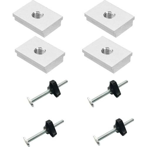 GTBL 12 Pcs T-Slot T-Track Clamps DIY Woodworking Tool, with T Screw and M8 Plastic Handle, M8 T-Track Sliding Nut T Slot Nut