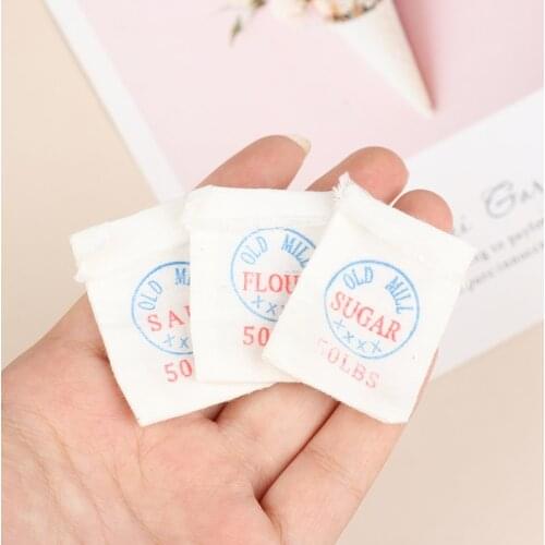 3 Pcs 1:12 Doll House DIY Hut Dollhouse Mini Kitchen Bakery Accessories Model Flour Salt Sugar Bags Dollhouse Miniatures