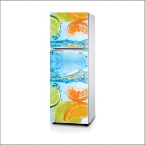 3D Fridge Sticker Orange Lemon Slices Refrigerator Door Wrap Kitchen Wallpaper Accessories Modern 3d Wall Stickers Customizable