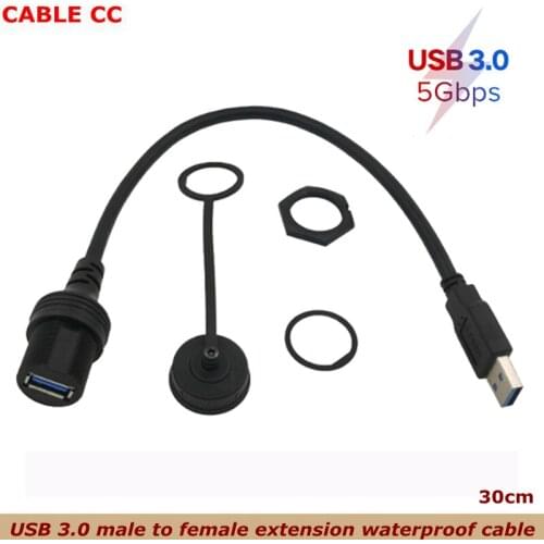 5Gpbs USB 3.0 male-to-female high-speed transmission embedded extension cable for car, truck, motorcycle, ship dashboard 0.3M