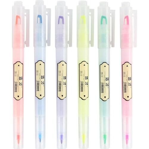 6PCS Highlighter Perspective Drilling Candy Color Marker Stationery For Students 6PCS Highlighters