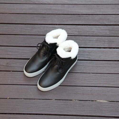 Cowhide + sheepskin wool side zipper antiskid, warm bootssnow bootsWool warm boots