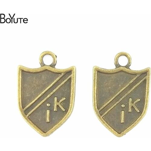 BoYuTe (100 Pieces/Lot) 20*14MM Antique Bronze Plated Zinc Alloy Shield Charms for Jewelry Making Diy Accessories Handmade Crart