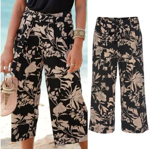 New Women Pants High Waist Printing Easy Trousers Long Pants Fashion Daily Travel Boho Beach Pockets Pants Free Fast Shipping