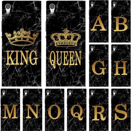 Phone Case For Sony Xperia Z1 Z2 Z3 Z4 Z5 Compact Premium Marble Golden alphabet background Soft Print Cover Fundas