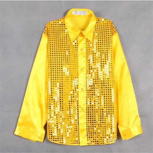 9Colors Children Fashion Sequin Dance Shirt Hip Hop Jazz Ballroom Shiny Jacket Coat Kids Performance Modern Dancing Costumes