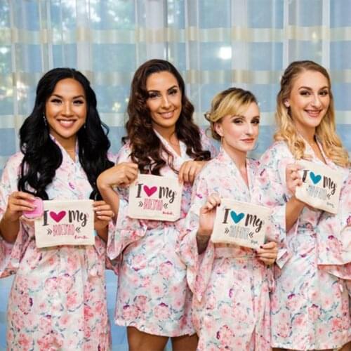 Bachelorette hen Party bridal shower Wedding bride to be Bridesmaid Proposal gift maid of honor Makeup Cosmetic Bag decoration