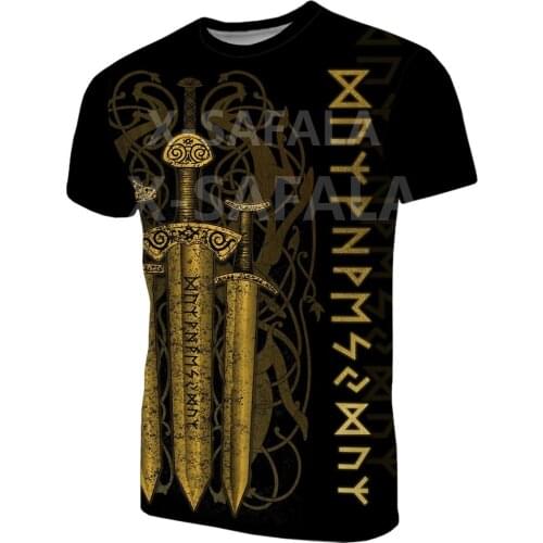 X-Safala Viking Sword Tree Samurai Armor Raven Tattoo 3D All Printed T Shirts Summer Fashion Women Men Harajuku Casual Tee