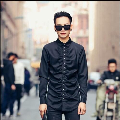 Hot 2020 Summer New Nightclub Personalized Men Clothing Shirt Singer Costume Gd Right Zhi-long Long-sleeve Shirt Hairstylist Top