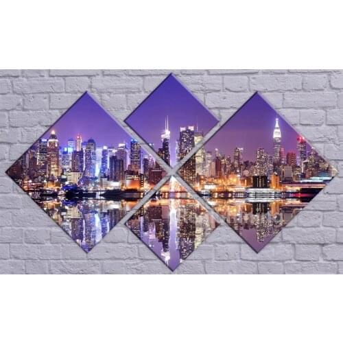 American City Night View Multi-picture Art 5D full Diamond Painting 4 pieces Full Square Round DIY Diamond Embroidery N969