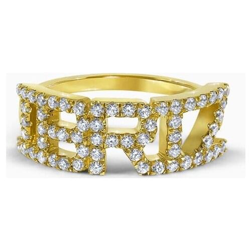 3UMeter Custom Ring Number Year Name Rings 6mm Letter Ring with Full Zirconia Micro Pave Rings Simple Luxury Rings Mom Day Gifts