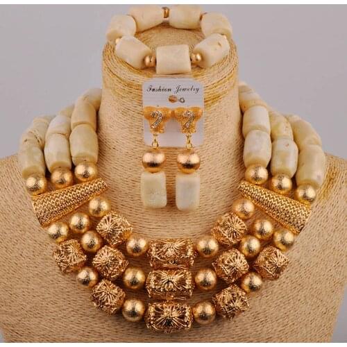 Choker Jewelry Set Genuine White Coral Beads Necklace Jewelry 3 Layers Women Bridal Jewellery Set Free Shipping New