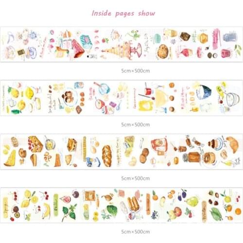 12Roll Food tape funning creative hand-painted stickers candy color cute DIY handmade cutting wholesale 5M