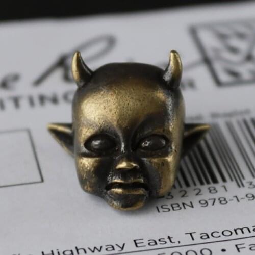 Pure Copper Brass Demon Backpack Knife Beads Umbrella Rope Bracelet Accessories Knife Pendant Flashlight EDC Paracord Beads