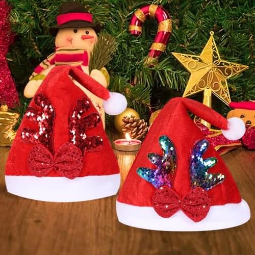 Cute Christmas Hat Reindeer Xmas Gifts Cap bonnet de noel adulte New Year Christmas Decoration Party Snowflake Hats