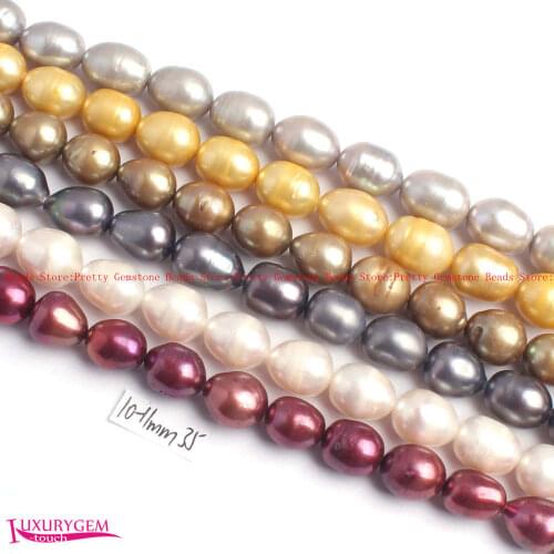 Natural Freshwater Pearl Loose Beads Stone High Quality 10-11mm Oval Shape DIY Necklace Jewelry Accessories 38cm wj425
