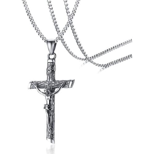 New arrivals stainless steel Jesus cross pendant with steel color for men N00757