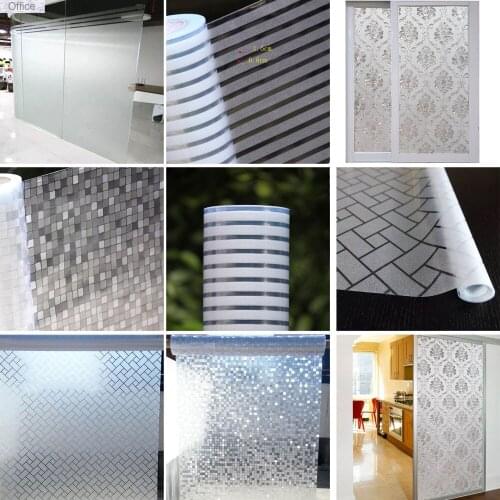 Window Decorative Film Frosted Glass Sticker Static Privacy Self-adhesive Film bathroom Office door Home Decor 45/60/80/90*200cm