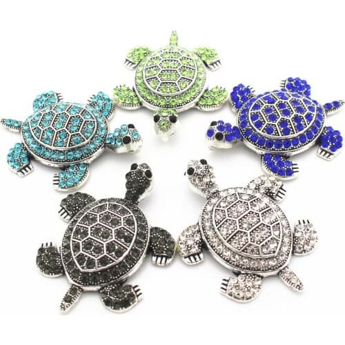 Wholesale Mix 10pcs/lot 5 Colors Silver Turtle Full Rhinestone Charms Dangle Hanging Charm Fit DIY Necklace Jewelry Accessories
