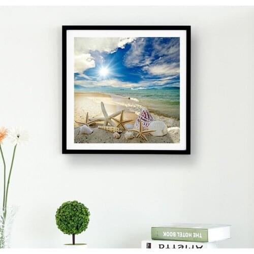 Beach 5D Full Drill Round Diamond Painting DIY Embroidery Kits Needlework Set Cross Stitch Mosaic Art Craft Home Decor Gift