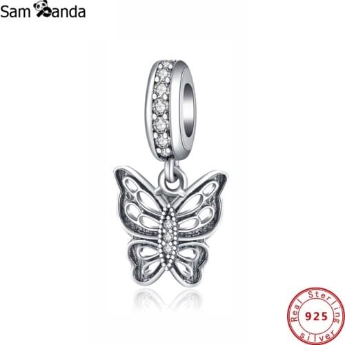 Authentic 925 Sterling Silver Charms Bead Vintage Butterfly Pendant Charm Fit Original Bracelet Women DIY Jewelry Making