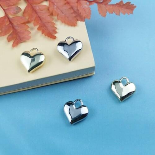 10pcs Fashion Small Alloy Heart Charms Couples Pendant Long-Lasting Plated for Jewelry Making DIY Bracelet Necklace 16.5*16mm