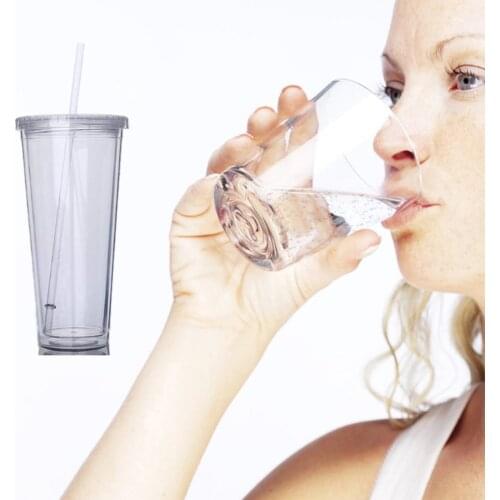 Hot Plastic Cup With Lid Straw Double Wall Water Bottle Insulated For Christmas GIft Anti-Scalding Hand Straw Cup Premium Grade