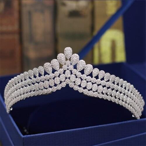 Luxury Bridal Full Zircon Tiaras Bride Crowns Rhinestone Crystal Princess Queen Diadem Headpiece Wedding Hair Accessories