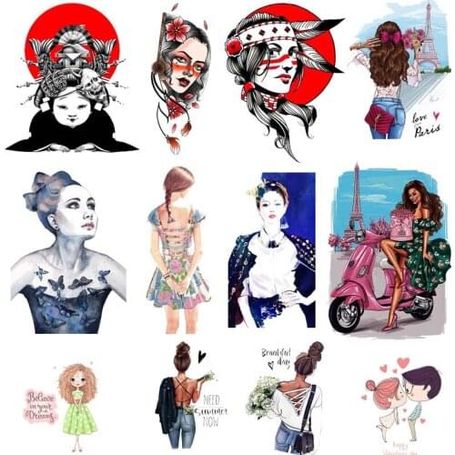 Russia Girls Heat Vinyl Transfer For Clothing Iron On Thermal Transfers For Clothes Appliques Stickers For Diy Washable T-shirt
