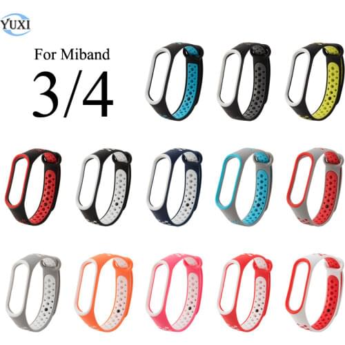 YuXi Silicone Strap for Xiaomi Mi Band 3 4 Strap Porous Anti-sweat Sport Breathable Strap Buckle Replacement Wrist Straps