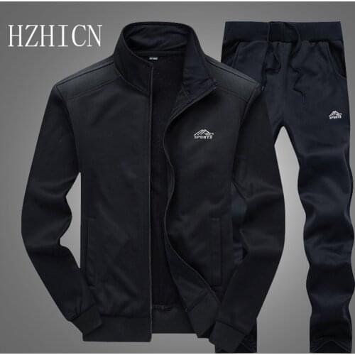 Tracksuits Men Polyester Sweatshirt Sporting Fleece Gyms Spring Jacket Pants Casual Mens Track Suit Fashion Sportswear Fitness