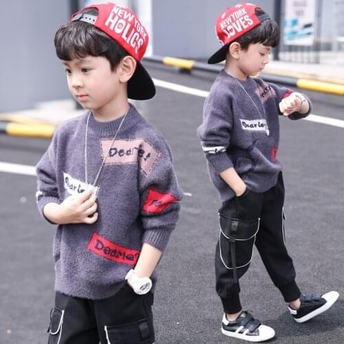 Hot Sale Knitting Spring Autumn Winter Sweater Baby Boys Kids Childrens Warm Plus Velvet Thicken Top High Quality