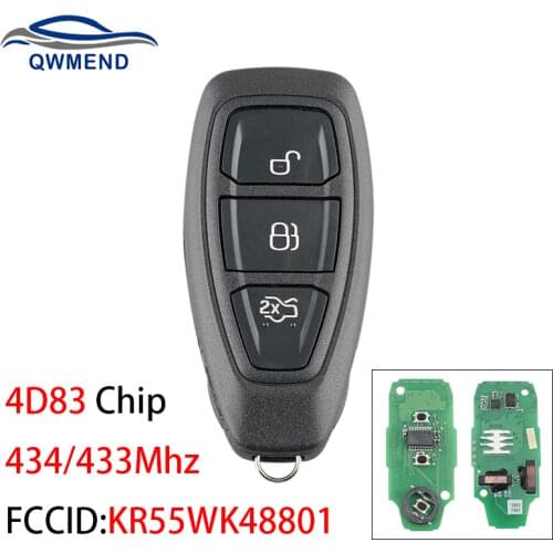 BHKEY 3Buttons 434/433Mhz Smart Remote Key Keyless Fob For KR55WK48801 4D83 Chip For Ford FOCUS FIESTA KUGA C-Max Mondeo Kuga
