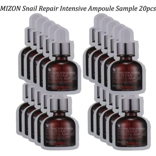 MIZON Snail Repair Intensive Ampoule Sample 20pcs Anti Aging Anti Wrinkle Nourishing Acne Treatment Moisturizing Korea Cosmetics