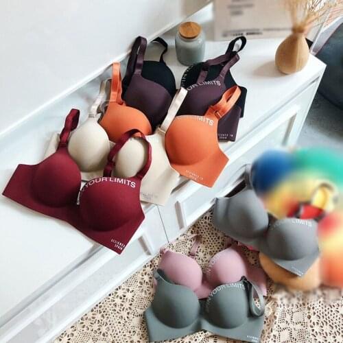 Women Lingeries Bras Letter Print Seamless Push Up Brassiere Solid Wire Free Comfort Bra Camisoles Underwear
