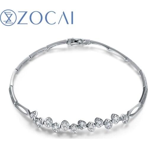 ZOCAI DESIGNER 0.48 CT CERTIFIED DIAMOND BRACELET BRACELETS JEWELRY BRACLETS ROUND CUT 18K WHITE GOLD S00008
