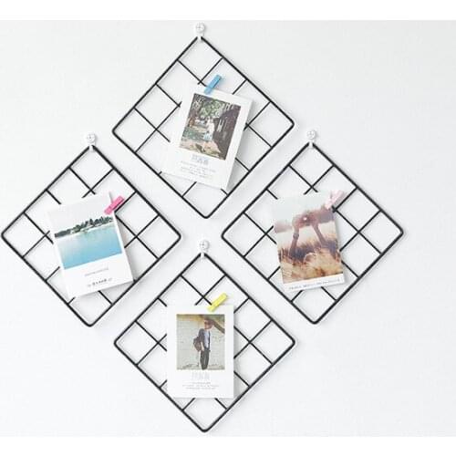 1PC Nordic Metal Mesh Grid Wall Photos Grids Pictures Postcards Hanging Photo Frame Holder Home Bedroom DIY Decor JL 240