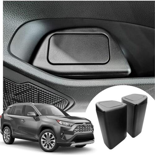 2PCS Car Door Storage Box Car Covered Trash Bin Mini Garbage Can Car Interior Organizer for Toyota RAV4 2019 2020 Accessories